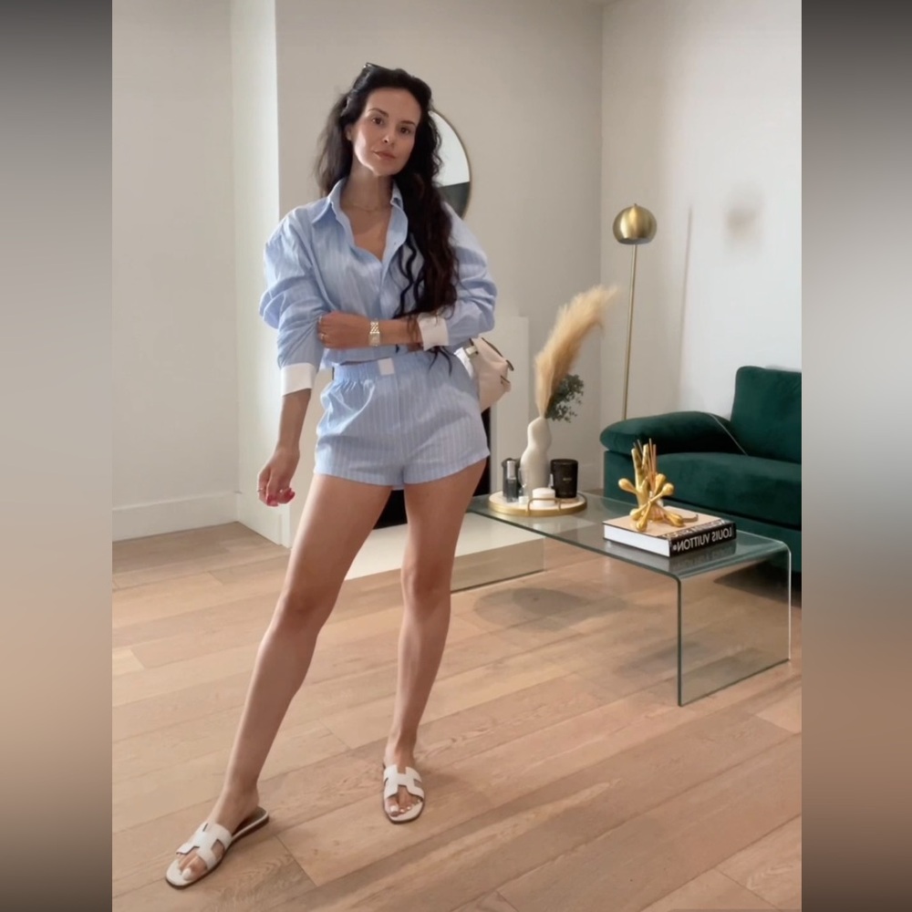 Striped Button Down and Boxer Short Set